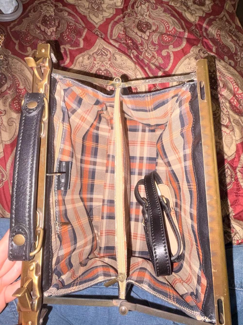 Genuine leather doctor bag Tiger face top handle purse Hand painted from Italy - Picture 6 of 7
